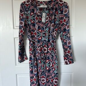 NWT | Loft Floral Long Sleeve Dress Size XS with Waist Tie